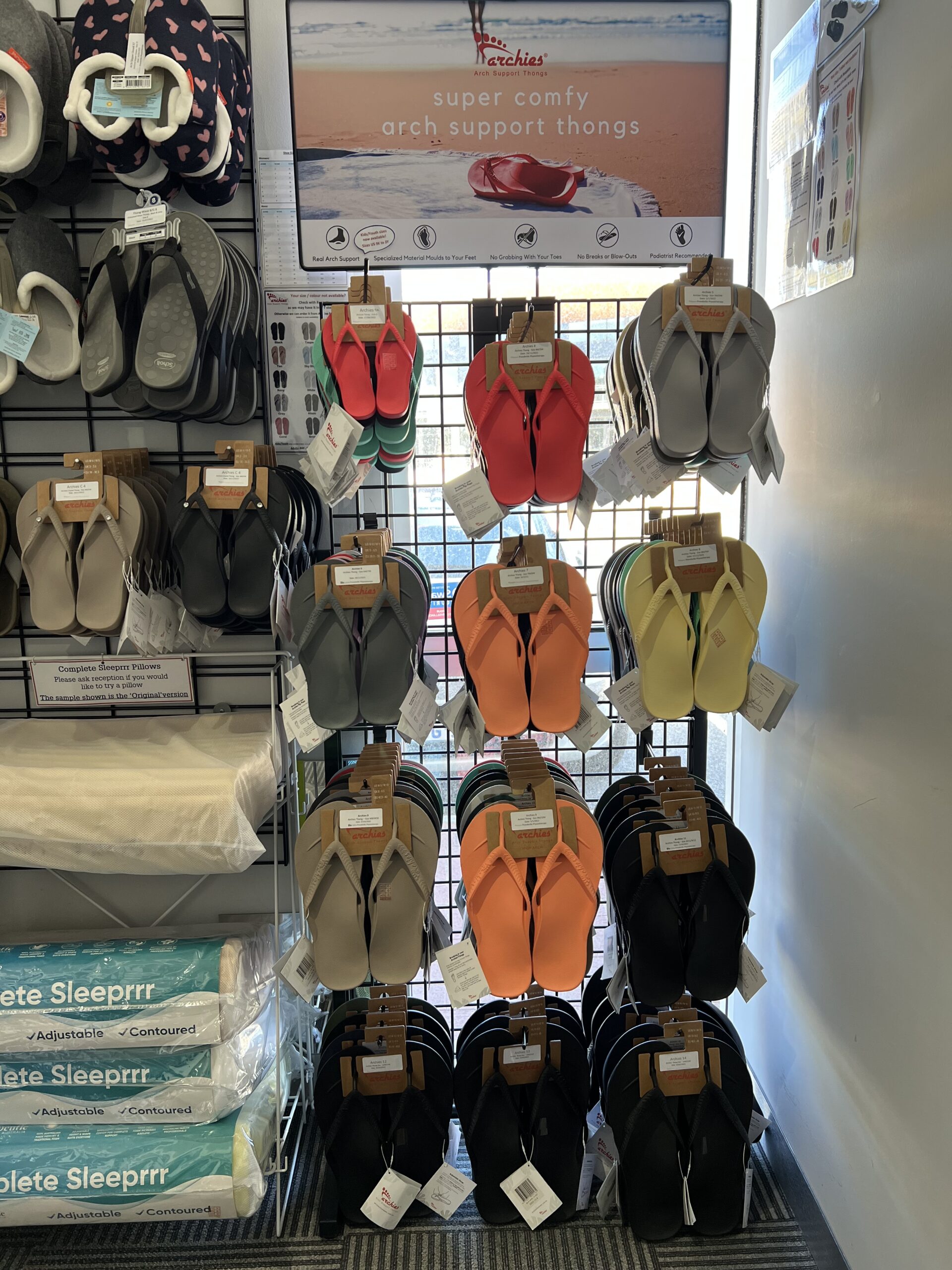 We are a stockist for Archies Thongs, the Archline slipper range and a selection of Orthoheel thongs