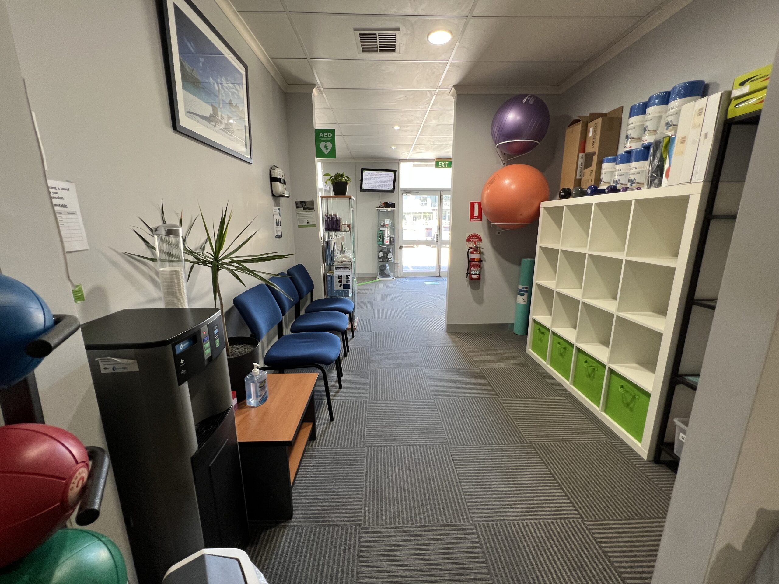 We have a dedicated waiting room for our gym area, including an area for personal belongings