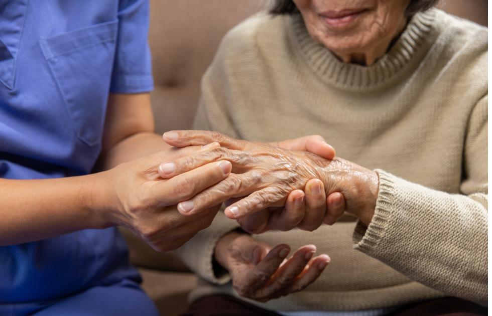 old lady with joint pain